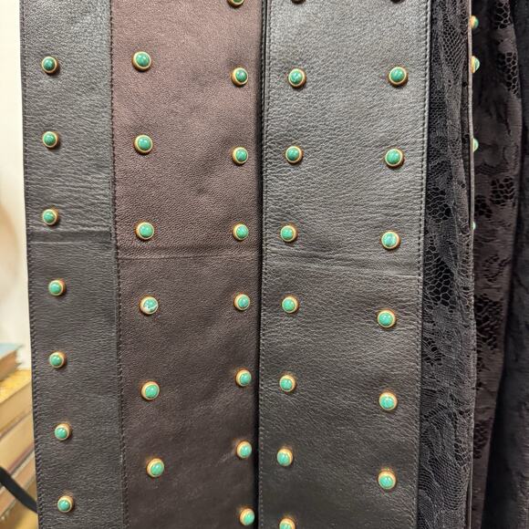 Valentino Black Leather Lace Maxi Skirt Runway 2016 Studded High Waist $10k Sz 4 - Picture 8 of 16